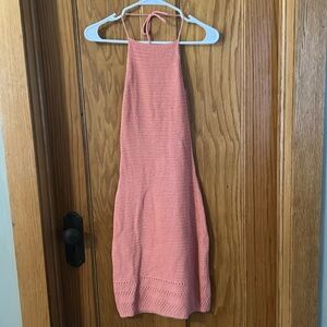 ARTIZIA Wilfred Sunset Halter Knit Dress Size XS Salmon Coral crocheted